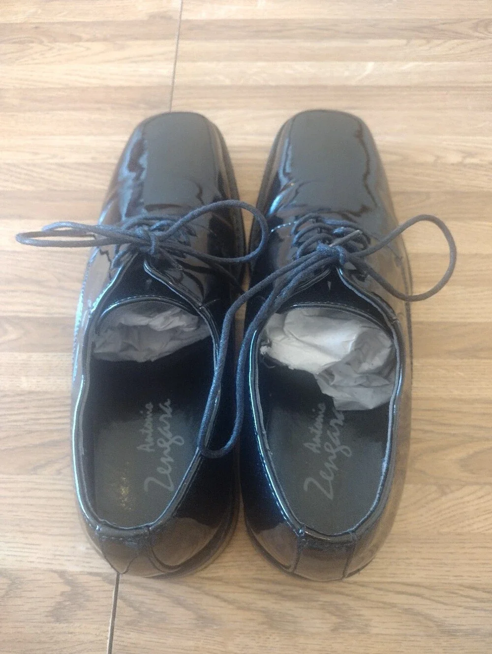 Antonio Zengara Tony Black Patent Faux Leather Oxford Shoes